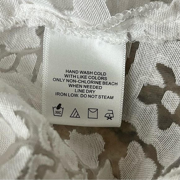 Vintage 90s Koret Petite Ivory Sheer Mesh Button Up Blouse Coastal Preppy SP - Picture 6 of 8